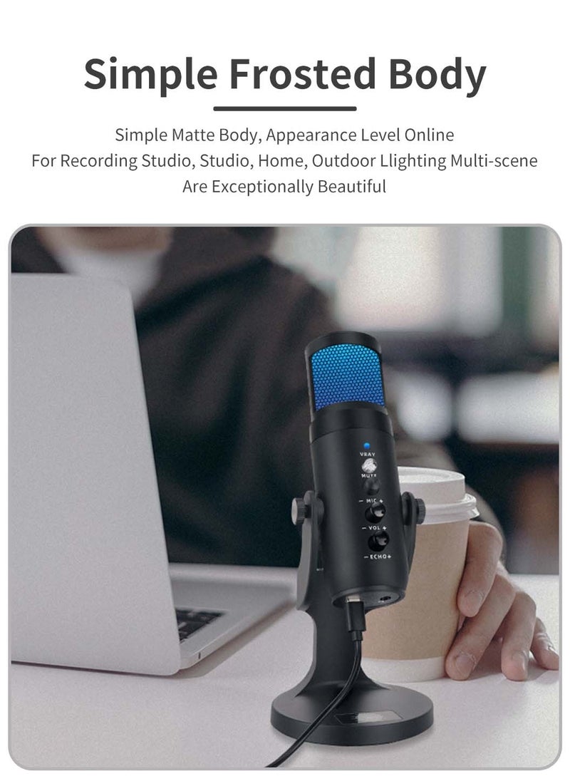 LEOKOR - Gaming PC Microphone,USB Streaming Microphone,for Podcast Game Chat,Computer Condenser Desktop Mic with RGB,Mute Button,Noise Cancellation Function - Image 1