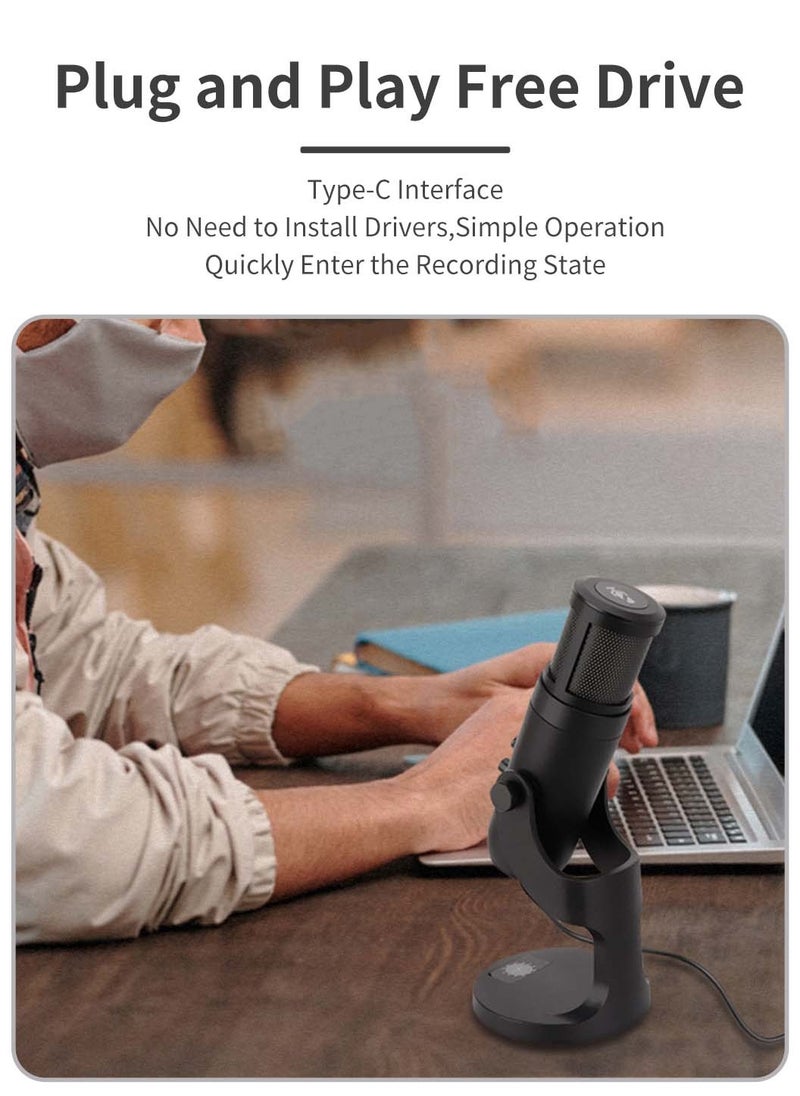 LEOKOR - Gaming PC Microphone,USB Streaming Microphone,for Podcast Game Chat,Computer Condenser Desktop Mic with RGB,Mute Button,Noise Cancellation Function - Image 1