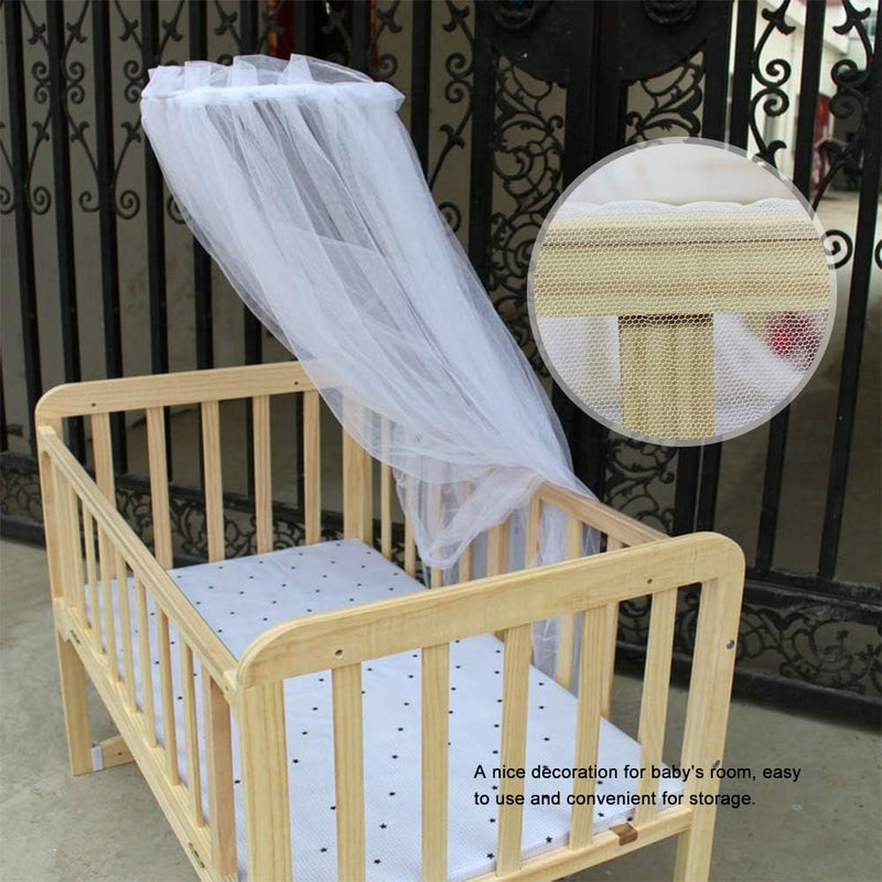 Breathable Baby Crib Net with Hanging Dome, Mesh Yarn Material, White, 5.2x13.8ft, Single Door Opening, for Infants - Image 5