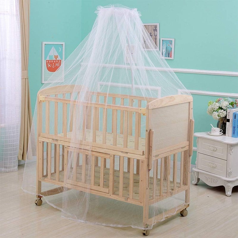 Breathable Baby Crib Net with Hanging Dome, Mesh Yarn Material, White, 5.2x13.8ft, Single Door Opening, for Infants - Image 4