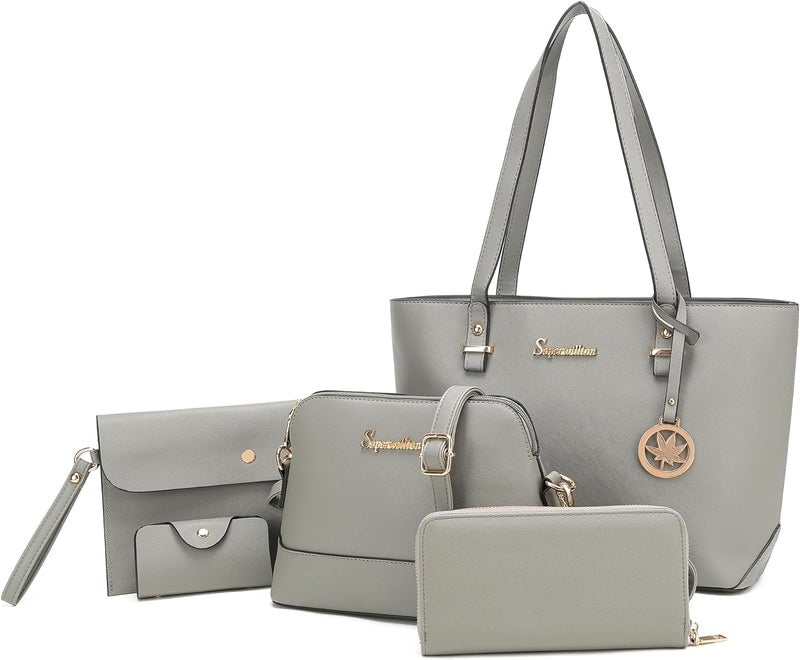 Soperwillton Handbags and Purses for Women Shoulder Tote Bags Top Handle Satchel Purse Set 5pcs - Image 1