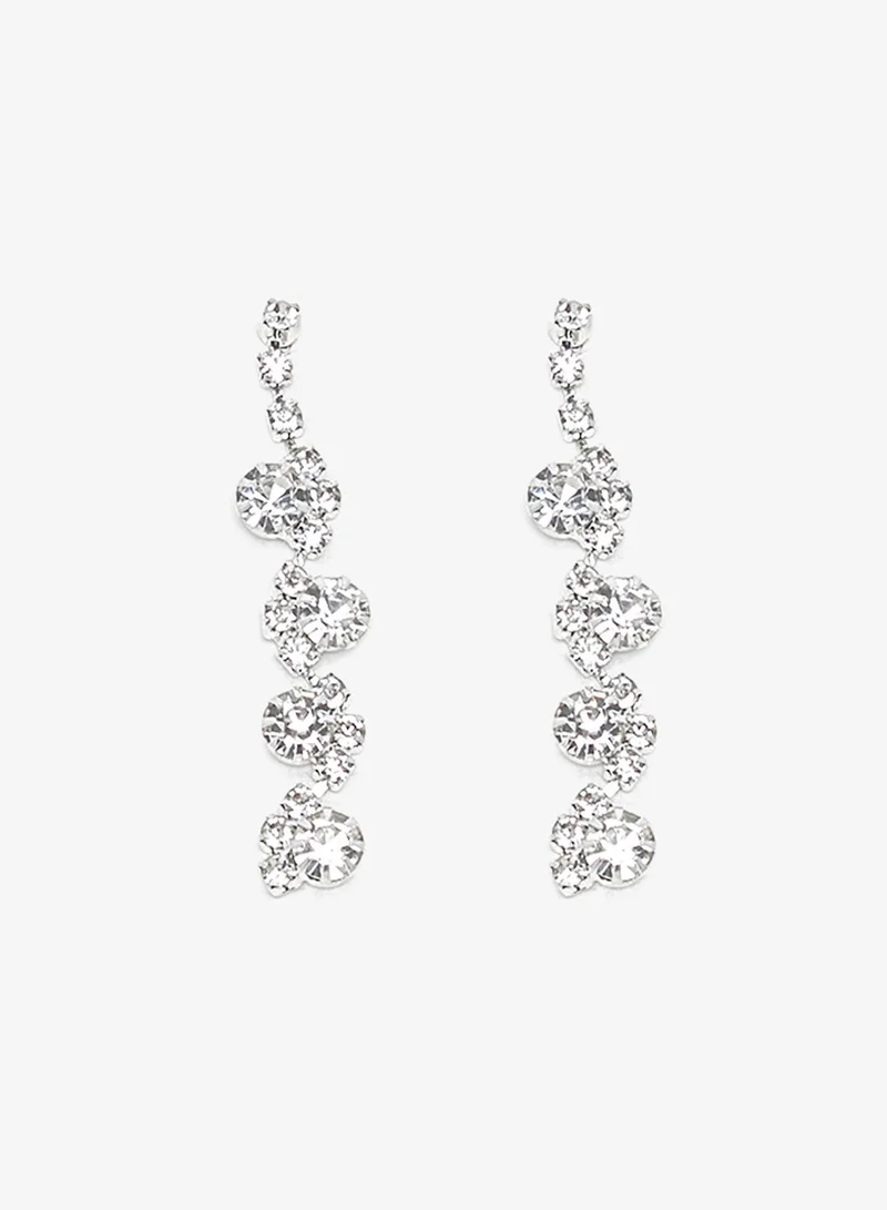 Ella Limited Edition  Gold Diamonte Rhinestone Jewelry Set Double Layered Necklace Earrings for Women | Best Price UAE