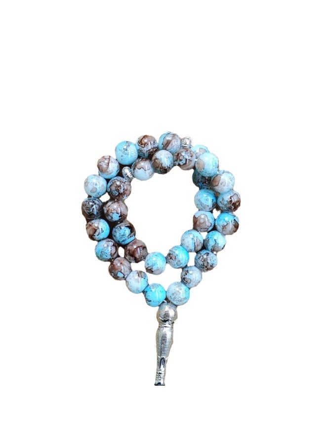 NIBEMINENT 33 Muslim Prayer Beads Blue/Grey/10mm 