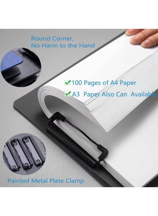 A4 Heavy Duty Plastic Clipboard Folder with Double Clip Closure Foldable Multi Function Document Organizer with Labeled Sections and Rounded Corners Portable File Holder for Nurses Students Office and Classroom Black - Image 3