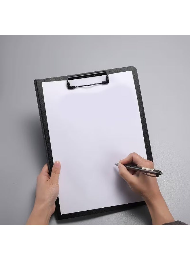 A4 Heavy Duty Plastic Clipboard Folder with Double Clip Closure Foldable Multi Function Document Organizer with Labeled Sections and Rounded Corners Portable File Holder for Nurses Students Office and Classroom Black - Image 2