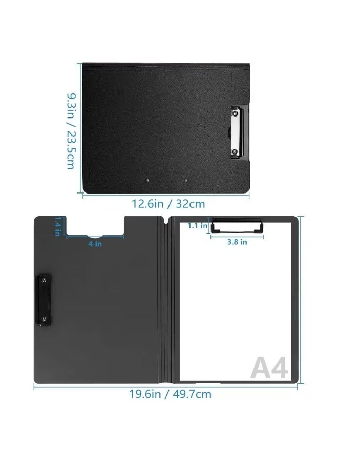 A4 Heavy Duty Plastic Clipboard Folder with Double Clip Closure Foldable Multi Function Document Organizer with Labeled Sections and Rounded Corners Portable File Holder for Nurses Students Office and Classroom Black - Image 5