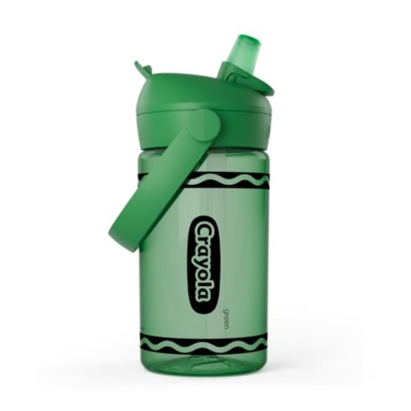 Crayola Flip Straw Water Bottle with Bite Valve, Tritan Renew Design for School and Everyday Use, 14oz - Image 1