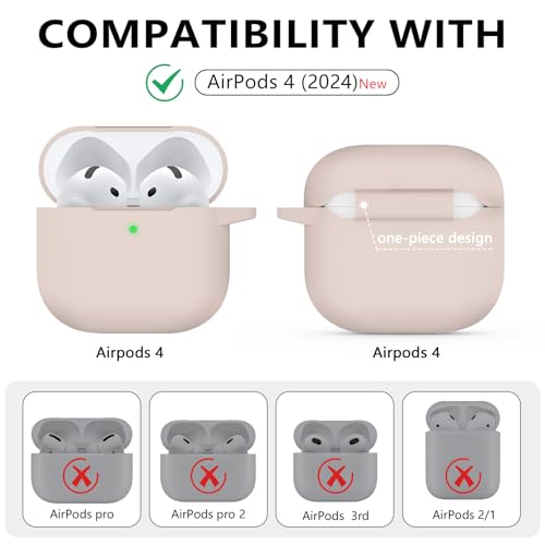 Ljusmicker for AirPods 4 Case 2024 with Cleaner Kit,Soft Silicone Protective Cover for Apple AirPods 4th Generation Cases for Women Men,AirPod 4 Case Accessories with Keychain-Milk Tea - Image 2