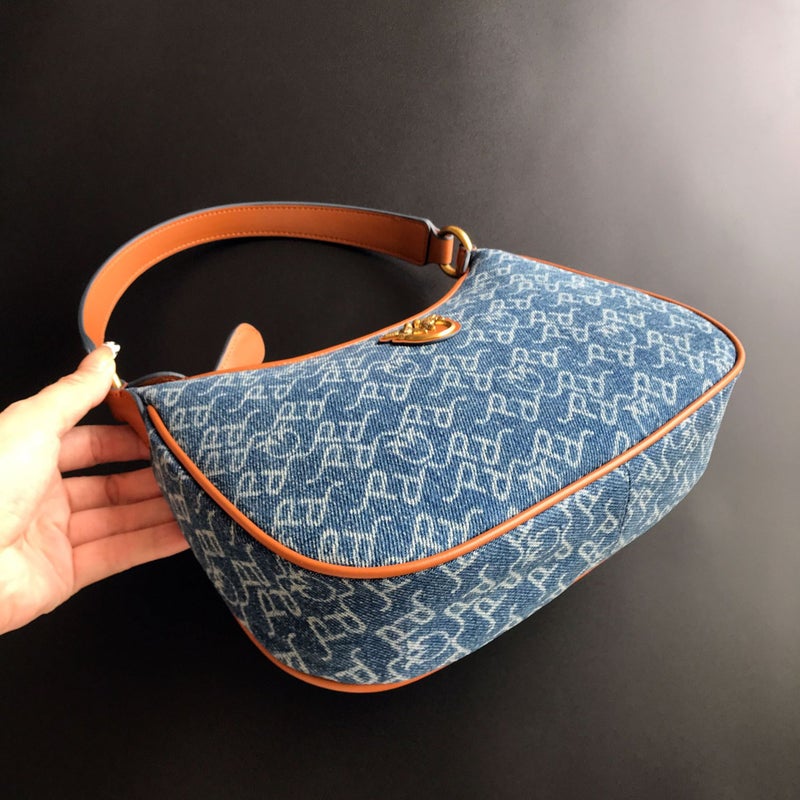 New Pinko Same Style Denim Denim Genuine Leather Swallow Bag Armpit Puff Mini Pillow Bag Chain Women'S Bag - Image 5