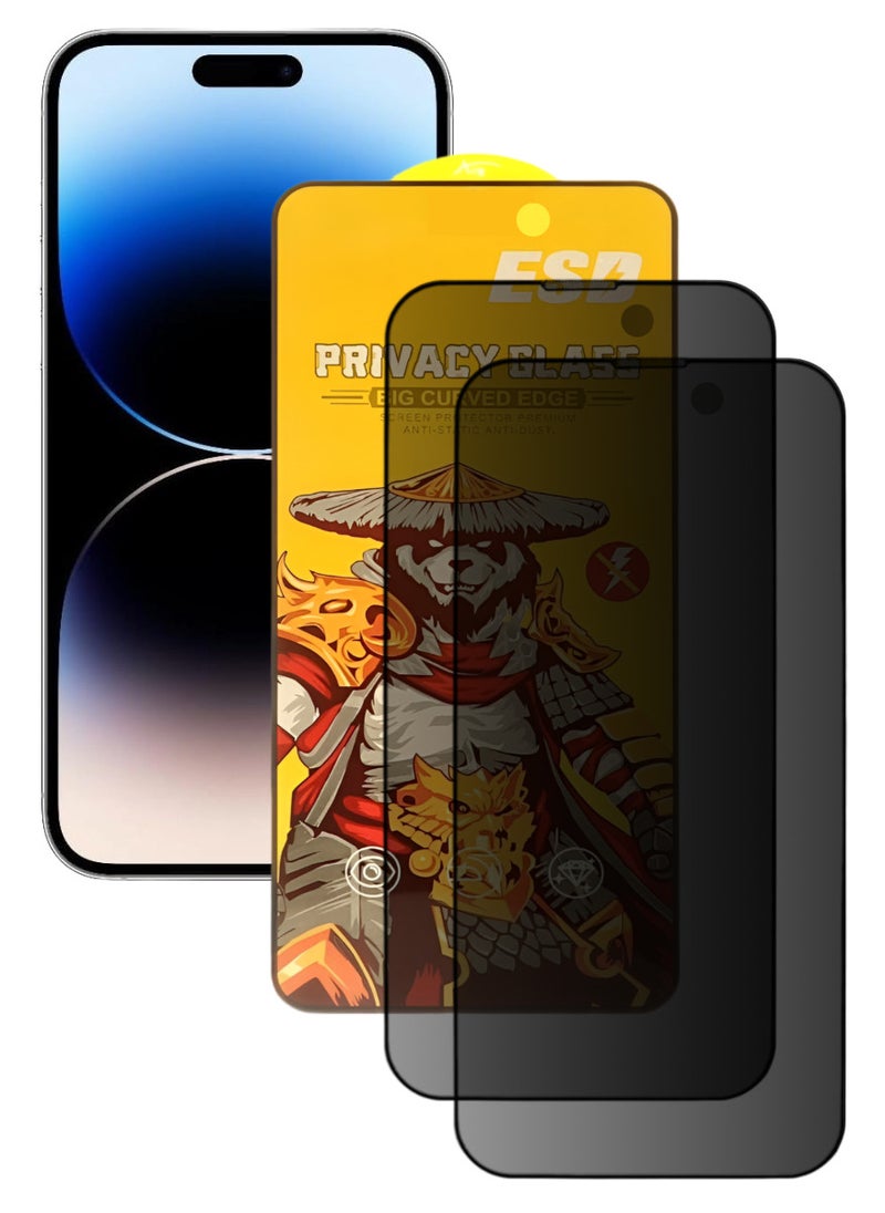 ESD 2 Pieces Tempered Dustproof Privacy Glass Screen Protector Compatible For iPhone 14 Pro - Image 1