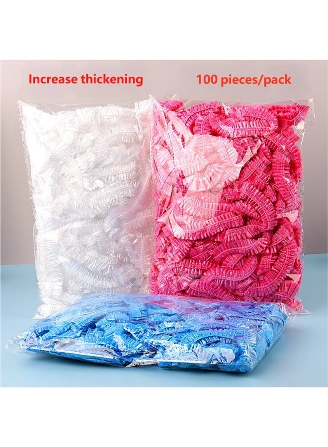 100 قطعة قبعات دش�דى الاستخدام للنساء، كبيرة ومضخمة جدًا، شفافة ومقاومة للماء، خفيفة الوزن لا تحتاج إلى تنظيف، مناسبة للاستخدام المنزلي والفندقي - Image 1