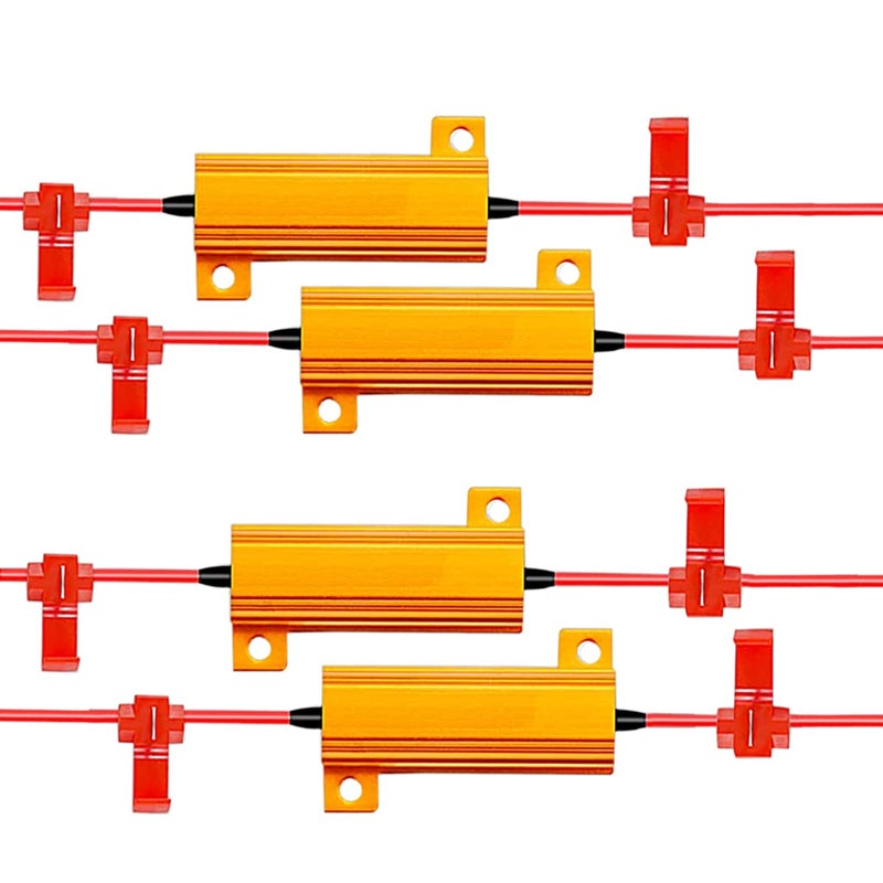 ZONETECH 50W 6Ohm LED Load Resistors  4Pieces Premium Quality LED Load Resistors for LED Turn Signal Lights or LED License Plate Lights or DRL Fix Hyper Flash Warning Cancellor
