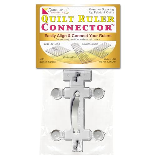 Guidelines4quilting - Quilt Ruler Connector/Handle for Rulers and Templates - Alignment Tabs and Lip Edge for Perfect Alignment - Unbreakable - Left-Handed Friendly - Suction Cups - Built-in Handle - Image 1
