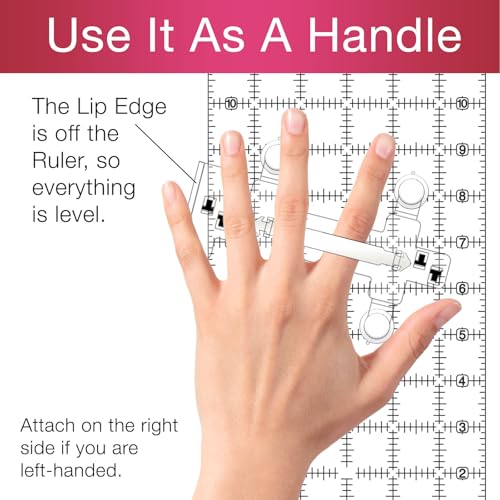 Guidelines4quilting - Quilt Ruler Connector/Handle for Rulers and Templates - Alignment Tabs and Lip Edge for Perfect Alignment - Unbreakable - Left-Handed Friendly - Suction Cups - Built-in Handle - Image 4