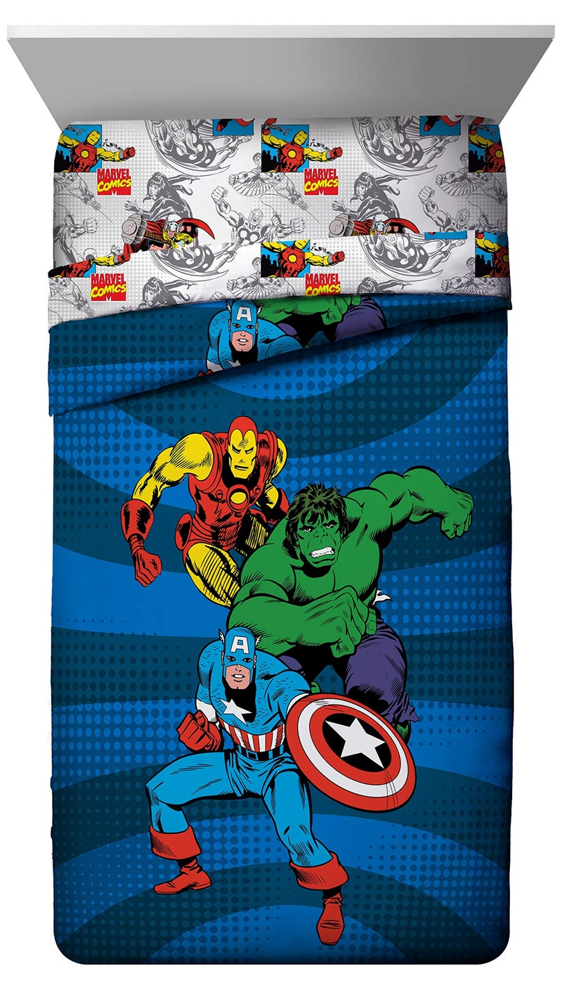 Marvel Avengers Good Guys TwinFull Comforter  Super Soft Kids Reversible Bedding features Iron Man Hulk Captain America and Spiderman  Fade Resistant Polyester Official Marvel Product