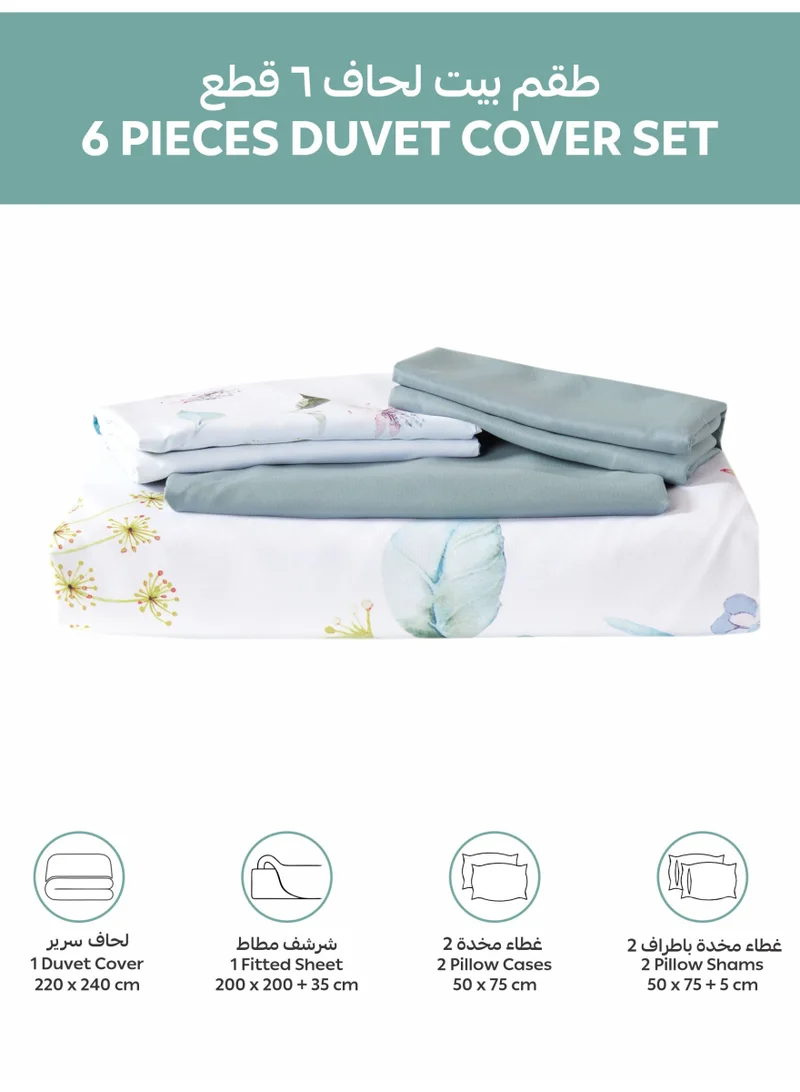 Donetella Digital Print Duvet cover Set, King Size 220x240 cm - 6-Pcs Bed Set, ,Emirate Collection, Microfiber - 1 Duvet Cover, 1 Fitted Sheet, 2 Pillow Shams, 2 Pillowcases (Filler Not Include)