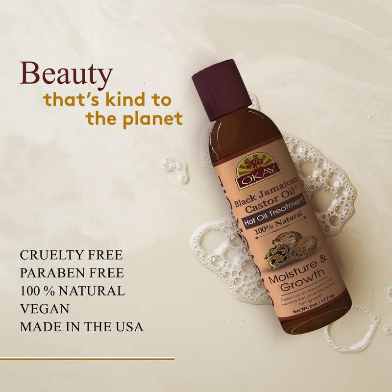 OKAY 100% Natural Black Jamaican Castor Hot Oil Hair Treatment - Castor Oil for Dry Damaged Frizzy Hair, Pure Therapy Blend with Jojoba for Men & Women - 6 oz (Pack of 1) - Image 3