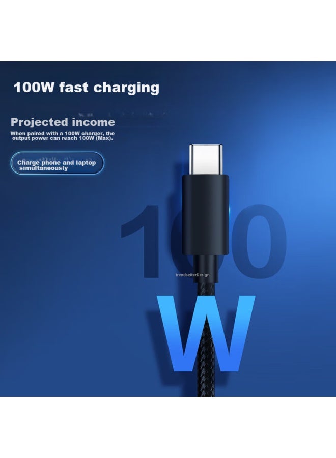 trendsetter Dual-head Type-c Data Cable, Pd100w 3-meter Charging Cord, Compatible With Xiaomi, Huawei, Honor, Lenovo, Hp, Asus Rog, Dell, Apple Laptops, Usb-c Power Cable - Image 3