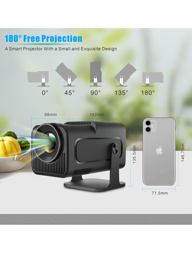 Mi VAZA - Portable Projector, 4k HD Smart WIFI Android Smart Projector , USB Mini Outdoor Movie Projector, LED Video Smart Home Theater Projectors For Home Office, (1pc, Black 2) - Image 1