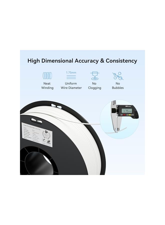 3D Printer Filament 1.75mm 4KG, PLA Filament Bulk +/- 0.02mm, 4 Pack 1kg Spool(2.2lbs) 3D Printing Filament Fits for Most FDM 3D Printers, 4 White - Image 2