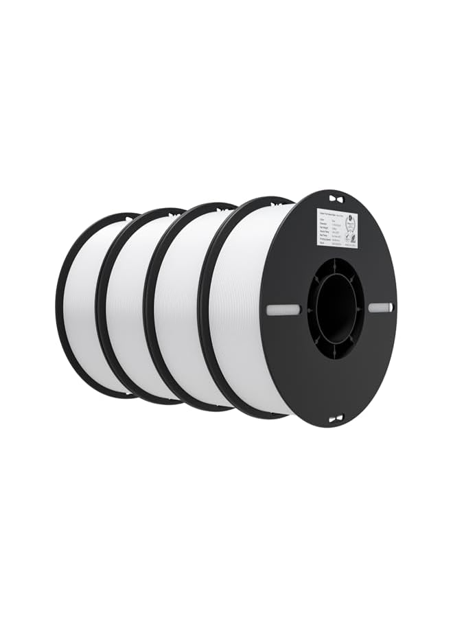 3D Printer Filament 1.75mm 4KG, PLA Filament Bulk +/- 0.02mm, 4 Pack 1kg Spool(2.2lbs) 3D Printing Filament Fits for Most FDM 3D Printers, 4 White - Image 1