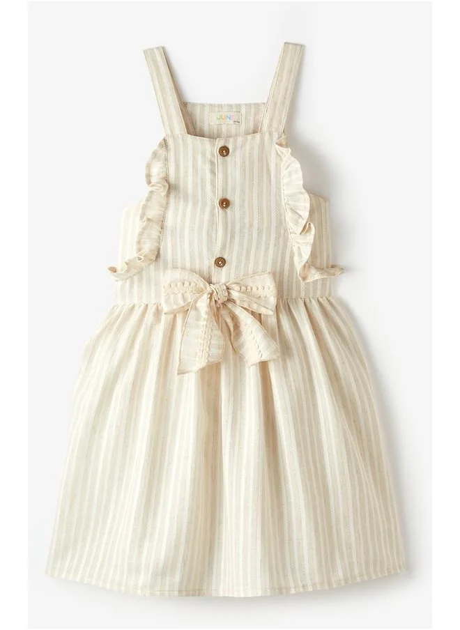JUNE June Girl Textured Bow Dress Beige