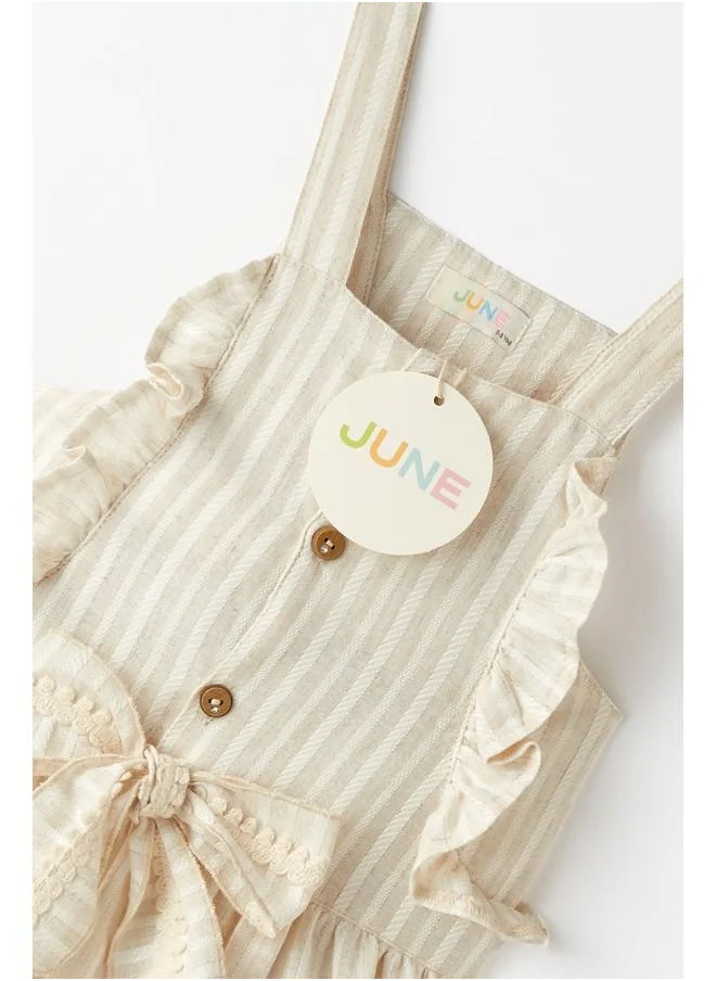 JUNE June Girl Textured Bow Dress Beige