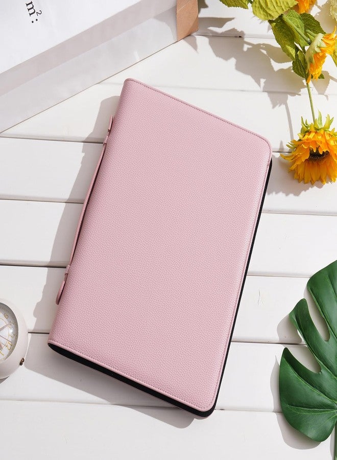 Wonderpool Travel Zippered Portfolio 3 Ring Binder A4 Padfolio Document Case with Removable Clipboard Legal Pad Holder, Business Office School Organizer for Men and Women (Pink) - Image 3