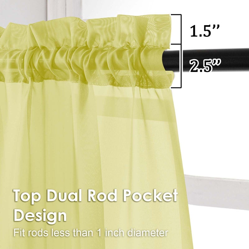 OVZME Sheer Curtains 84 Inches Long 2 Panels Set, Light Filtering Transparent Lightweight Soft Window Treatment Panels for Study Room Living Room Guest Room, Each 42W x 84L Inches, Lemon - Image 2