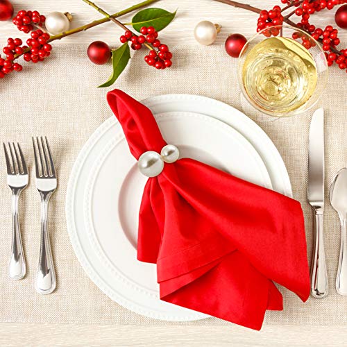 KESOTE Set of 12 Pearl Napkin Rings, Gold Napkin Ring Holders for Formal or Casual Dinning Table Decor - Image 5
