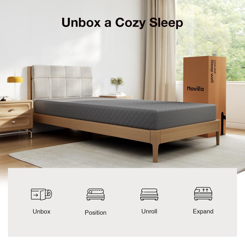 Novilla Twin Mattress for Kids, 5 Inch Twin Size Mattresses with Gel-Infused Memory Foam & Pressure-Relieving Foam for Cool Touch & Edge Support Mattress in a Box CertiPUR-US Certified - Image 5