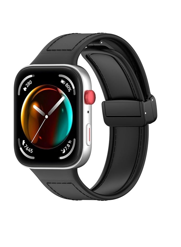 Compatible with Huawei Watch Fit 3/ Fit4/Fit4 Pro Strap for Women Men, Soft Flexible Leather Silicone Hybrid Sport Wristband Magnetic Buckle Bracelet Replacement Strap for Huawei Watch Fit3 - Image 1