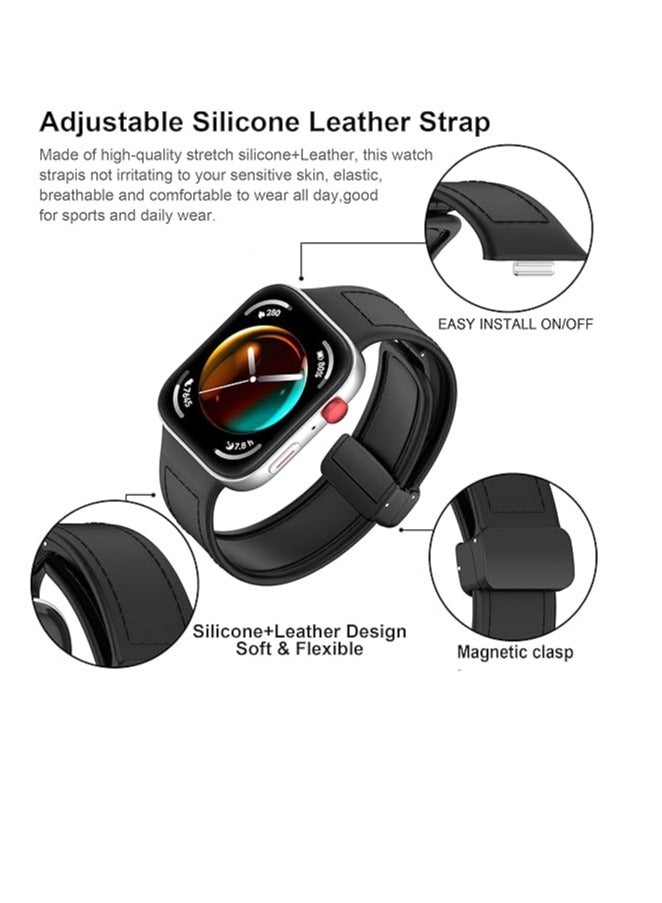 Compatible with Huawei Watch Fit 3/ Fit4/Fit4 Pro Strap for Women Men, Soft Flexible Leather Silicone Hybrid Sport Wristband Magnetic Buckle Bracelet Replacement Strap for Huawei Watch Fit3 - Image 4