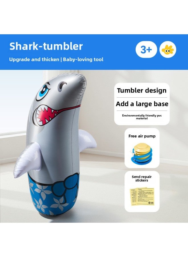 Inflatable Tumbler Toy Baby Baby Indoor Early Education Educational Children Boxing Sandbag Dinosaur Large Bite-Color:Shark [upgraded And Thickened] Comes With Air Pump + Repair Subsidy - Image 1