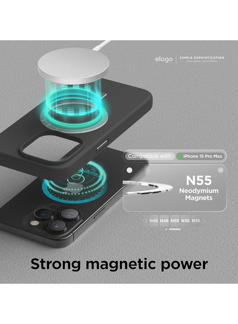 Elago Magnetic Liquid Silicone for iPhone 15 PRO Case Cover with MagSafe Shockproof - Black - Image 5