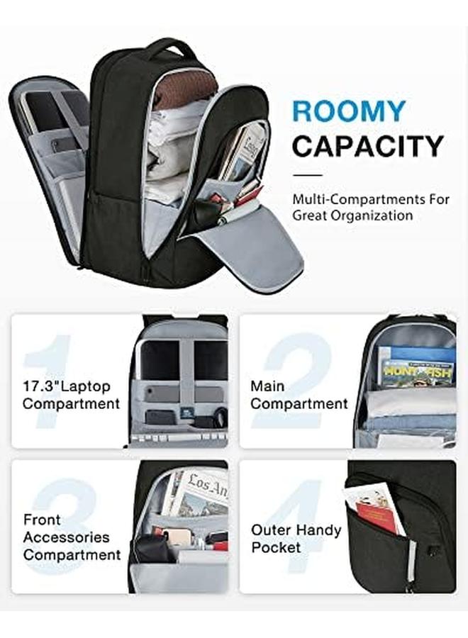 erorex Laptop Backpack For Men Women Travel Backpack With Usb Charging Port Fits 17.3 Inch Computer Expandable Backpack Large Bookbag For College Work Business Trip Black  - Image 2