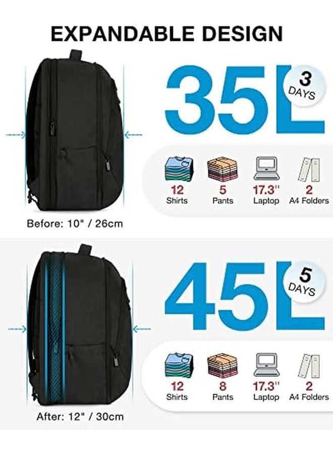 erorex Laptop Backpack For Men Women Travel Backpack With Usb Charging Port Fits 17.3 Inch Computer Expandable Backpack Large Bookbag For College Work Business Trip Black  - Image 3