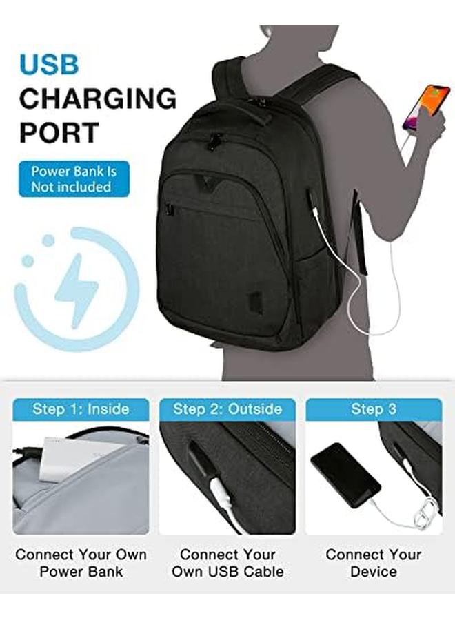 erorex Laptop Backpack For Men Women Travel Backpack With Usb Charging Port Fits 17.3 Inch Computer Expandable Backpack Large Bookbag For College Work Business Trip Black  - Image 5