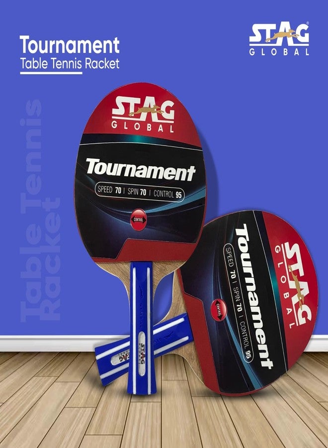 STAG GLOBAL Tournament Table Tennis Racket for Beginners | Lightweight Paddle Rubber | Tournament Ready | Multicolour - Image 3