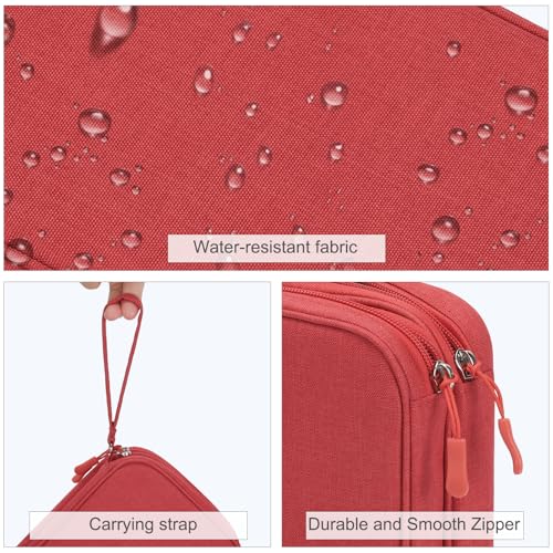 FYY Electronic Organizer, Large Travel Cable Organizer Bag Pouch Electronic Accessories Carry Case Portable Waterproof Double Layers All-in-One Storage Bag for Cable, Cord, Charger, Phone, Red - Image 4