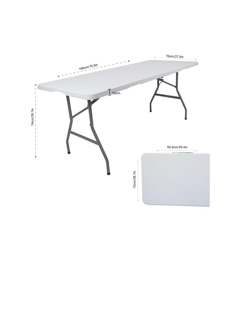 Heavy-duty 6-foot folding table - portable and compact - perfect for picnics, restaurants, gardens, camping tables, gluing, crafts, parties, and barbecue markets. - Image 2