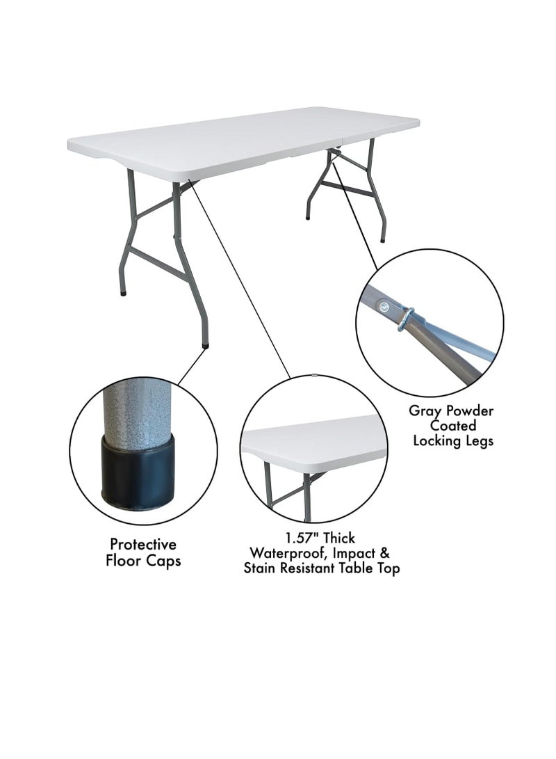 Heavy-duty 6-foot folding table - portable and compact - perfect for picnics, restaurants, gardens, camping tables, gluing, crafts, parties, and barbecue markets. - Image 3