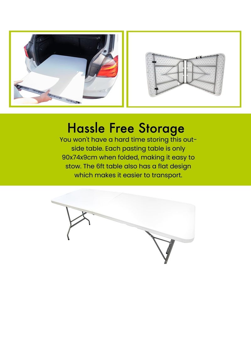 Heavy-duty 6-foot folding table - portable and compact - perfect for picnics, restaurants, gardens, camping tables, gluing, crafts, parties, and barbecue markets. - Image 4