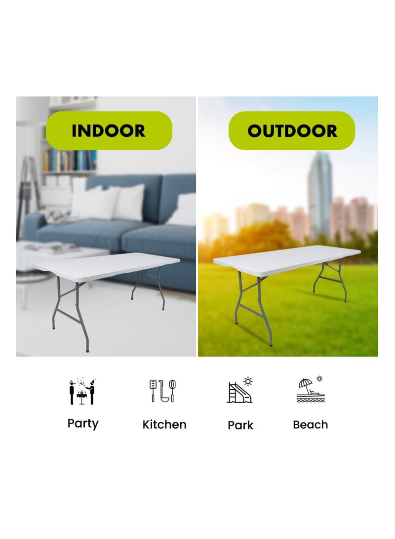 Heavy-duty 6-foot folding table - portable and compact - perfect for picnics, restaurants, gardens, camping tables, gluing, crafts, parties, and barbecue markets. - Image 5