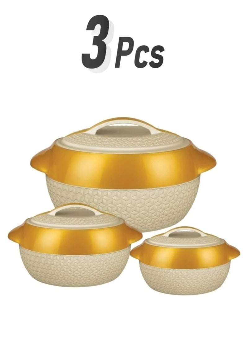 ميلتون طقم حافظات طعام من 3 قطع داخلية من الستانلس ستيل (1500 مل ، 2500 مل ، 3500 مل) بيج/ذهبي - Image 1