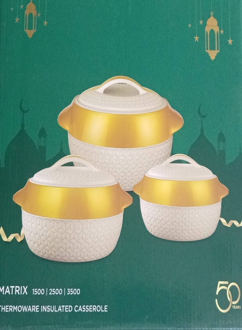 ميلتون طقم حافظات طعام من 3 قطع داخلية من الستانلس ستيل (1500 مل ، 2500 مل ، 3500 مل) بيج/ذهبي - Image 3