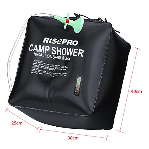 RISEPRO 10 gallons/40L Solar Shower Bag Solar Heating Camping Shower Bag with Temperature Hot Water Outdoor Hiking Climbing XH07 - Image 5