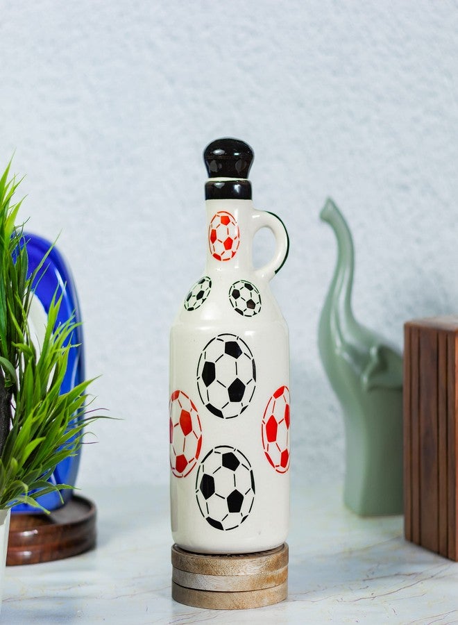 KAOLINITE Ceramic Oil Dispenser for Kitchen Stylish Black White and Red Footwall Design Design :- 1000ml (Unit-1) - Image 1