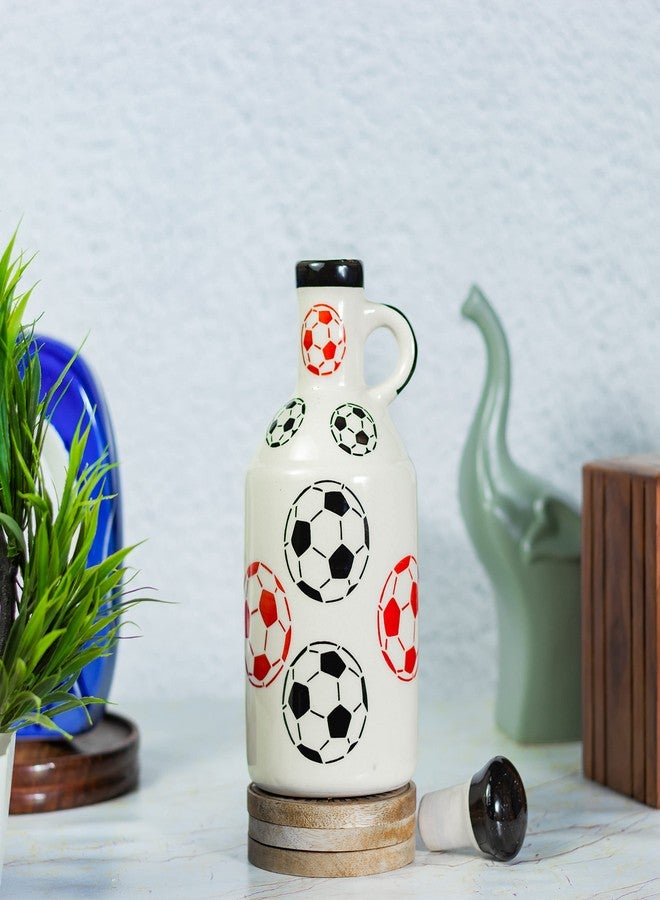 KAOLINITE Ceramic Oil Dispenser for Kitchen Stylish Black White and Red Footwall Design Design :- 1000ml (Unit-1) - Image 2