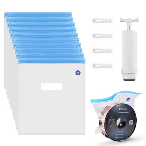 Serplex® 10Pcs for 3D Printer Filament Storage Bags with Manual Air Pump & 4 Sealing Clips 30x34cm Reusable Vacuum Storage Bag for PLA ABS PETG Filaments Anti-Moisture Vacuum Filament Storage Bag - Image 1